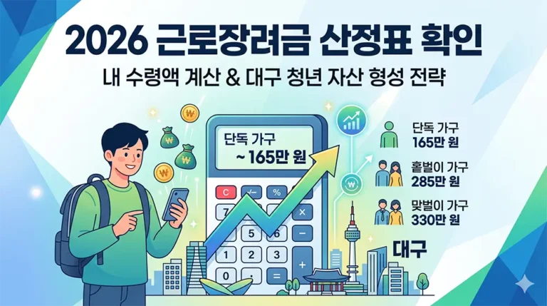 2026 근로장려금 산정표 확인 및 대구 청년 자산 형성 전략 메인 이미지