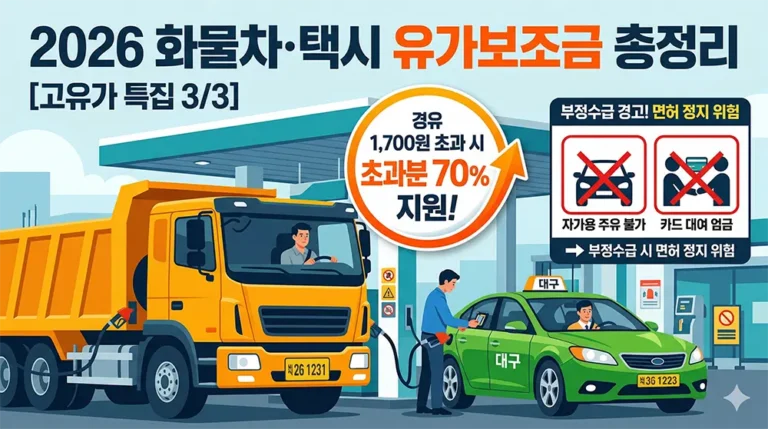고유가 시대 지원금, 2026년 화물차 및 택시 유가보조금 70% 상향 안내