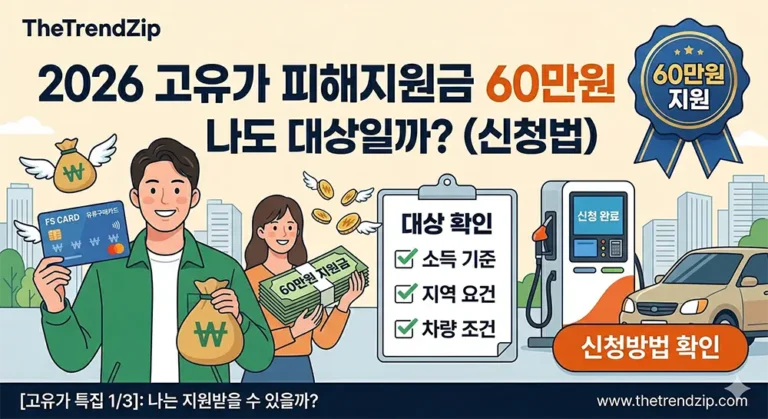2026년 고유가 피해지원금 60만원 대상 확인 자격 체크리스트 및 신청 방법 안내 메인 이미지