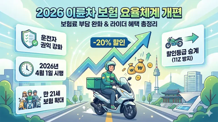 2026 이륜차 보험 요율체계 개편 핵심 요약 및 대구 라이더 활용 가이드 메인 이미지